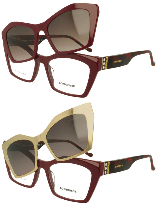 Borbonese BEV.6226.05 – Montatura Vista Bordeaux con Clip-On