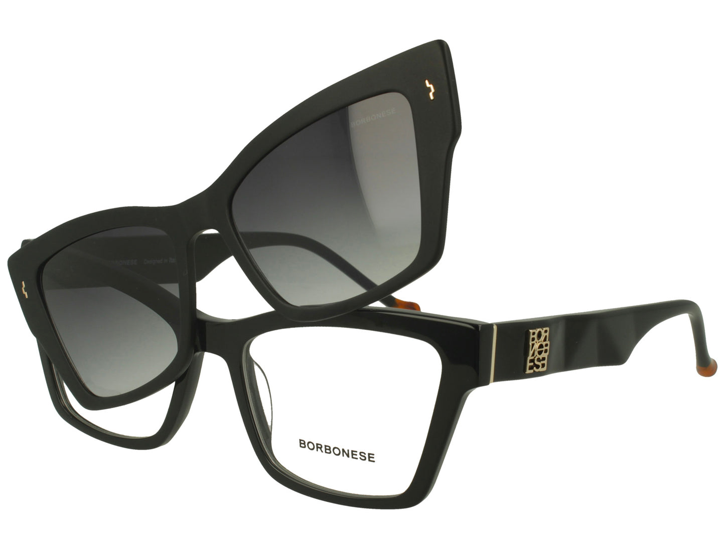 Borbonese BEV.6233.00 – Montatura Vista Acetato Nera con Clip-On