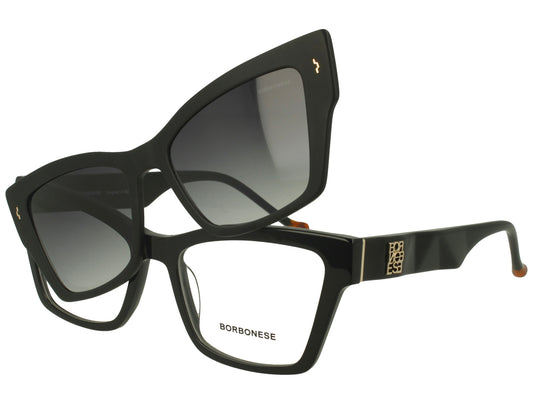 Borbonese BEV.6233.00 – Montatura Vista Acetato Nera con Clip-On